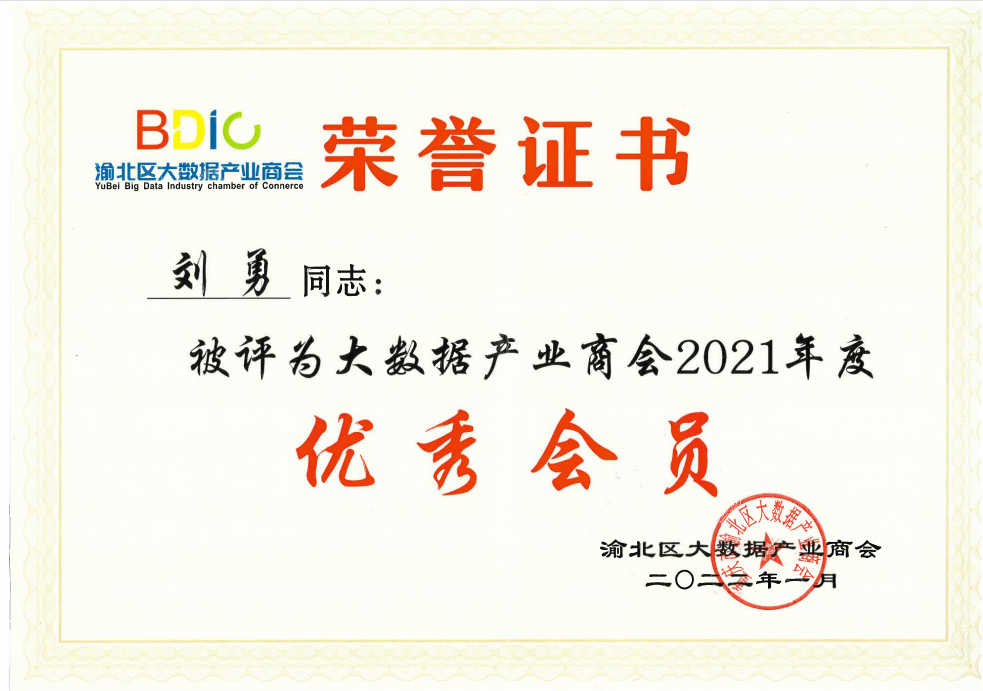 渝北區大數據產業商會優 秀會員-劉總